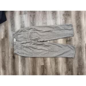 Eddie Bauer Mens Linen Blend Pleated Trousers Pants 33x30 Brown Herringbone